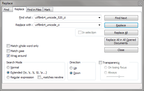 رفع خطای utf8mb4_unicode_520_ci