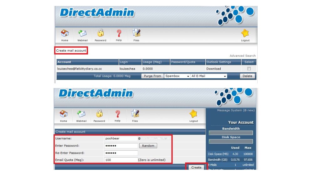 ساخت ایمیل سازمانی با DirectAdmin