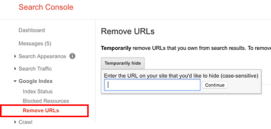 حذف URL ها از جستجوی Google