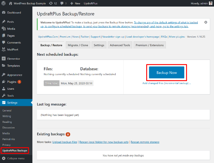 افزونه بک آپ گیری از وردپرس