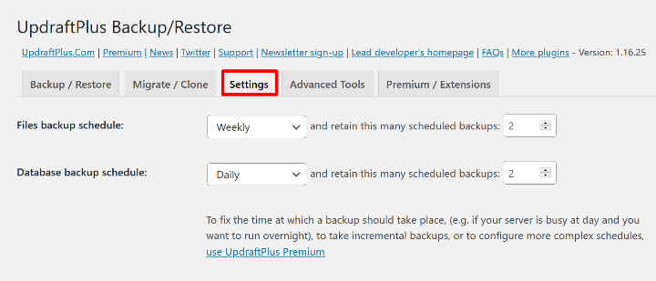 تنظیمات آپ درفت پلاس