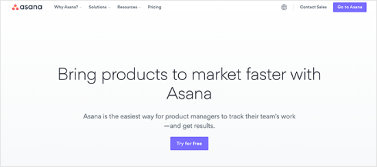 Asana نمونه لندینگ پیج