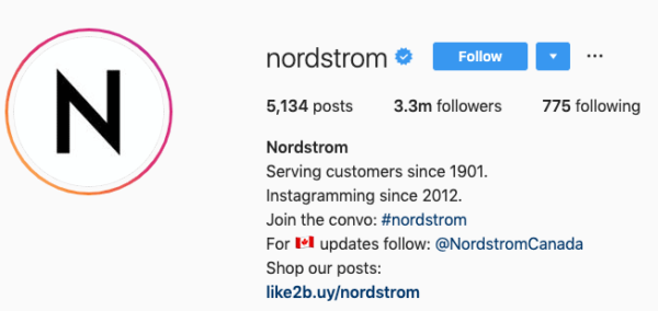 بیوی اینستاگرام nordstrom