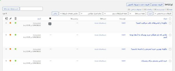 نمایش لیست تمام نوشته ها در وردپرس