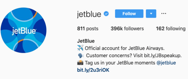 بیوی اینستاگرام jetblue