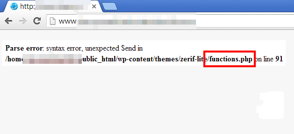 function php در خطای وردپرس