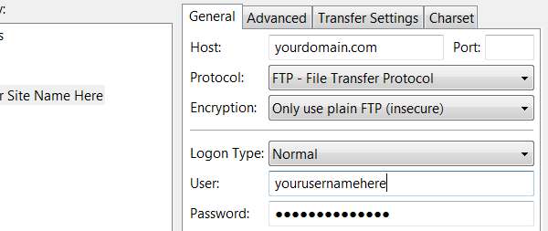 تنظیمات عمومی ftp وردپرس