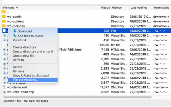 مجوز دسترسی به فایل ftp