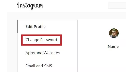گزینه تغییر رمز اینستاگرام