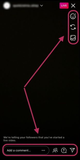 گزینه های مختلف لایو اینستاگرام