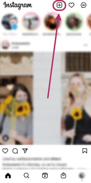 انتخاب علامت به علاوه برای لایو اینستاگرام