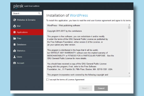 مجوز برای نصب وردپرس در پلسک