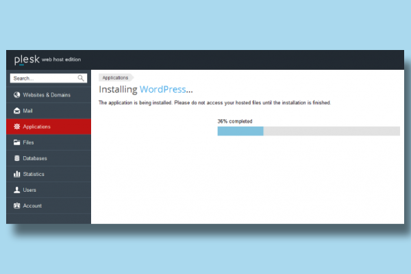 نصب وردپرس در قسمت اپلیکیشن پلسک