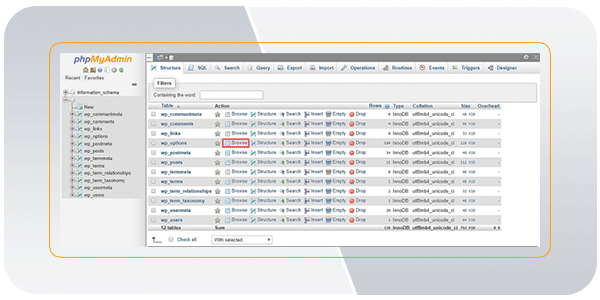 فضای  phpMyAdmin