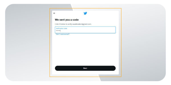 ارسال کد تایید برای ثبت نام در توییتر