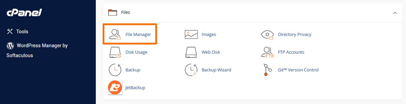 محیط cpanel و گزینه file manager