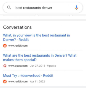 Google Search Conversations & Discussion and Forums