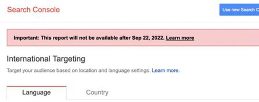 The International Targeting report has been removed from Search Console