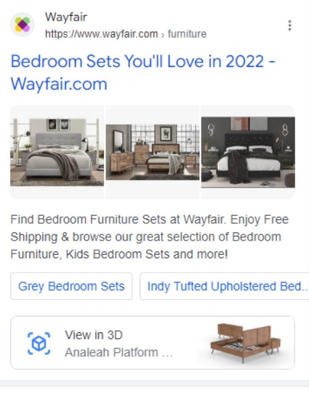 new 3d view function in google serp