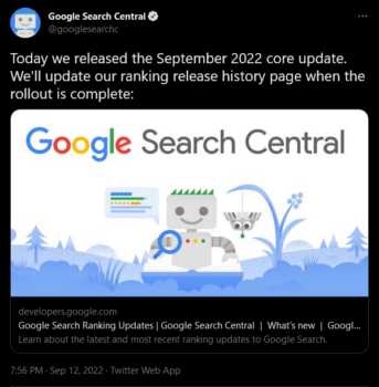 google eleased the September 2022 core update