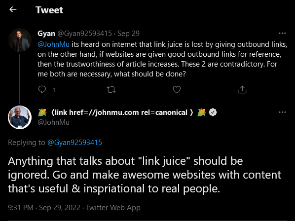 Anything That Talks About Link Juice Should Be Ignored