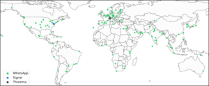  the approximate location of the WhatsApp and Signal user can be reached