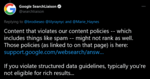 If you violate structured data guidelines, typically you're not eligible for rich results
