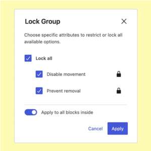 One-click lock settings for all inner blocks