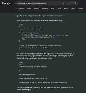 google bard code generator on serp