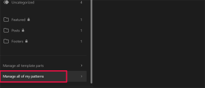 Manage Patterns in Site Editor