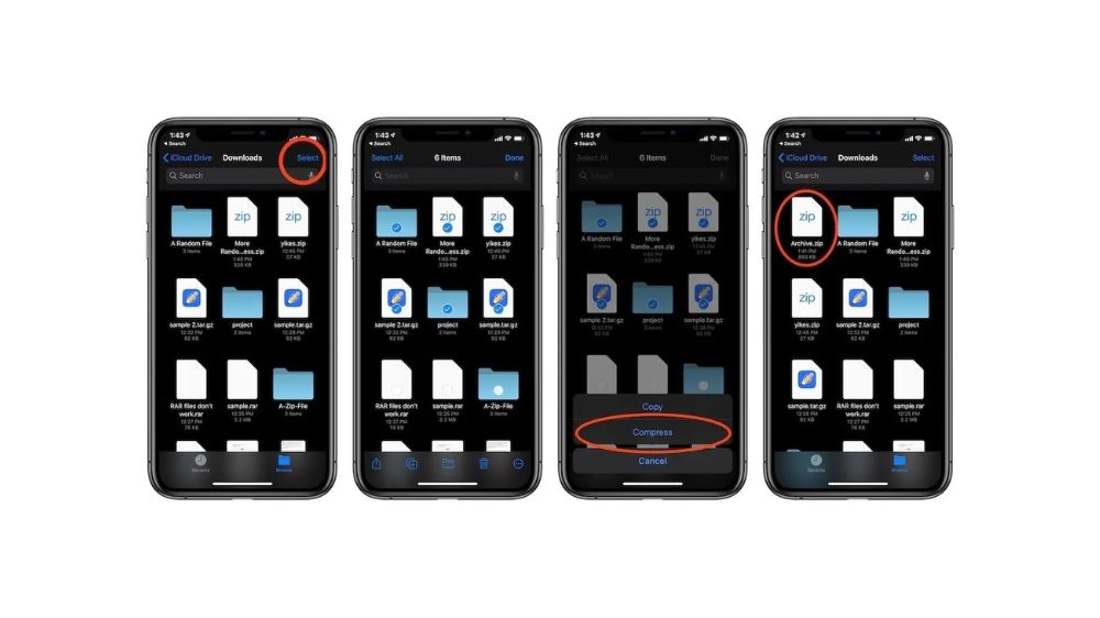 مراحل خارج کردن فایلها از حالت فشرده در ios