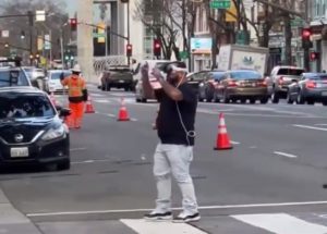 vision pro on street