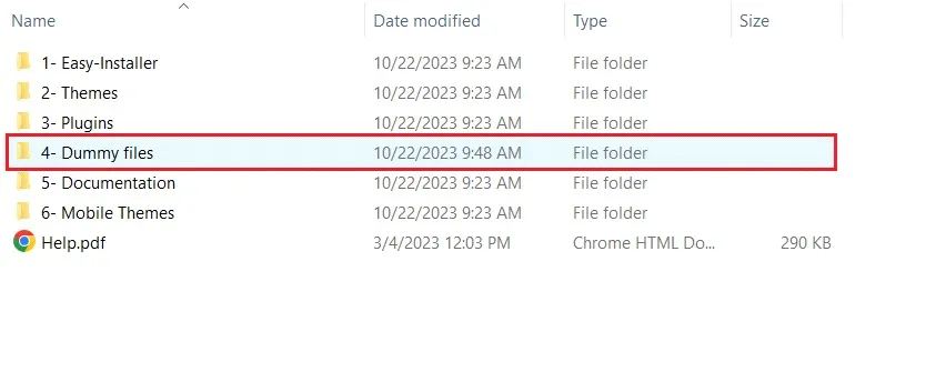 پوشه Dummy files