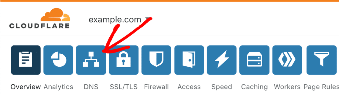 کلیک روی تب DNS