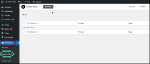 Custom Fonts screen