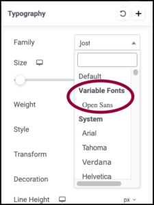  list of fonts and font options