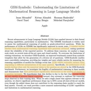 New report by Apple researchers about the problem of reasoning in language models
