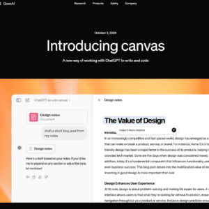 Introducing the new Canvas interface to improve the ChatGPT user experience