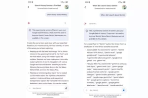 Gemini personalized responses with users' search history