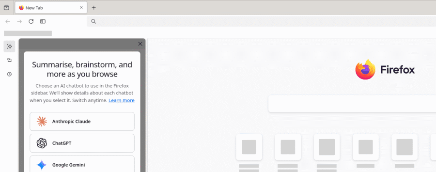 Unrestricted access to AI chatbots in Firefox