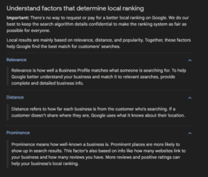 Understand factors that determine local ranking