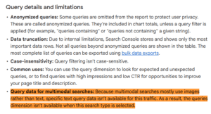 Query details and limitations
